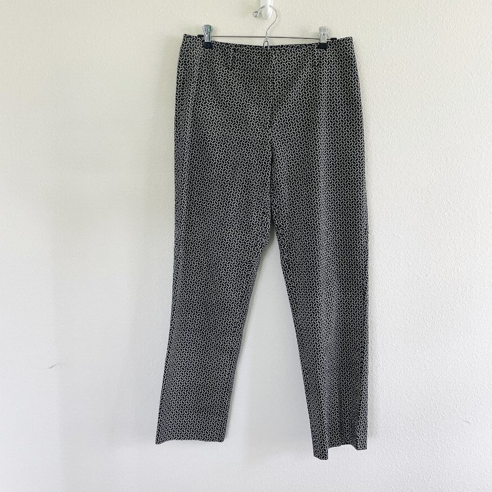 Talbots Pants Womens Size 8 Black White Geometric Diamond Stretch Belt Loops